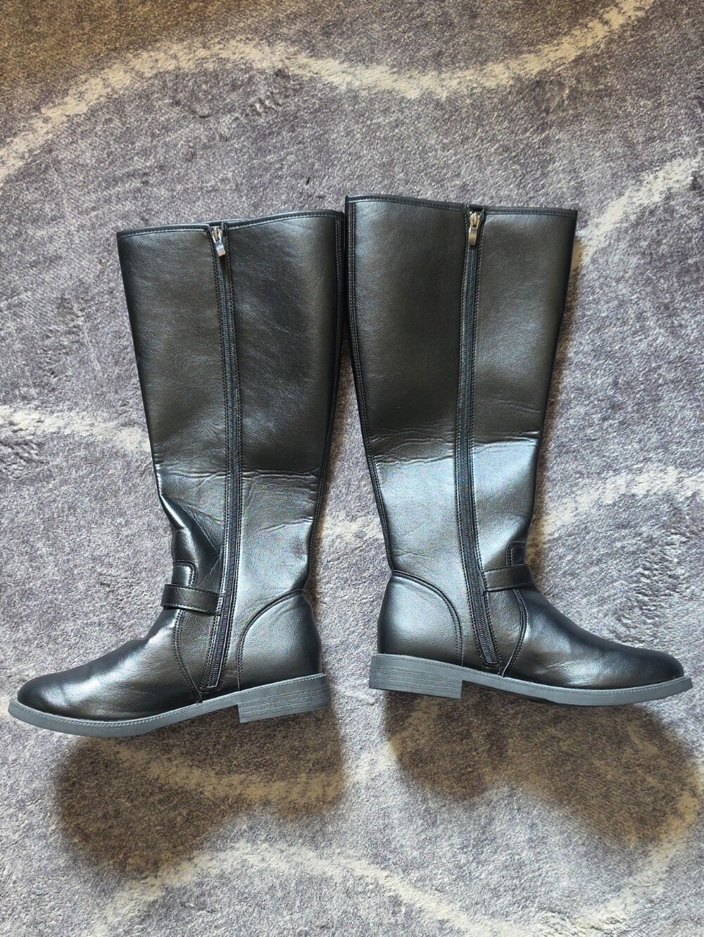 Women's Over-the-Knee Black Leather-Look Boots with Side Zip